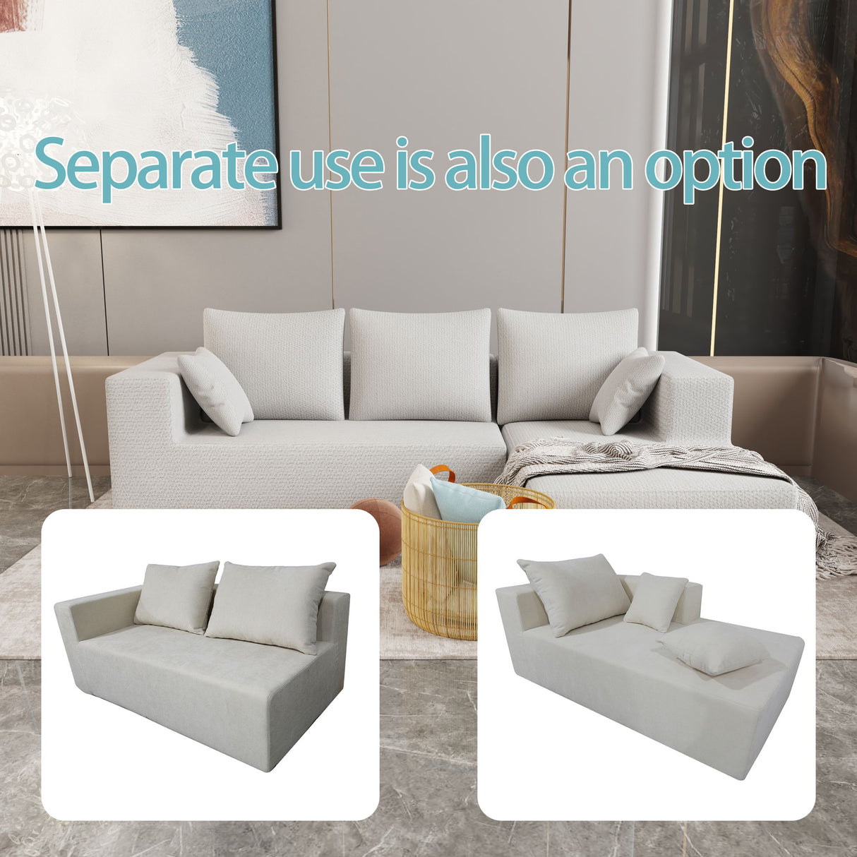 Modular Corner Sofa With Soft Fabric