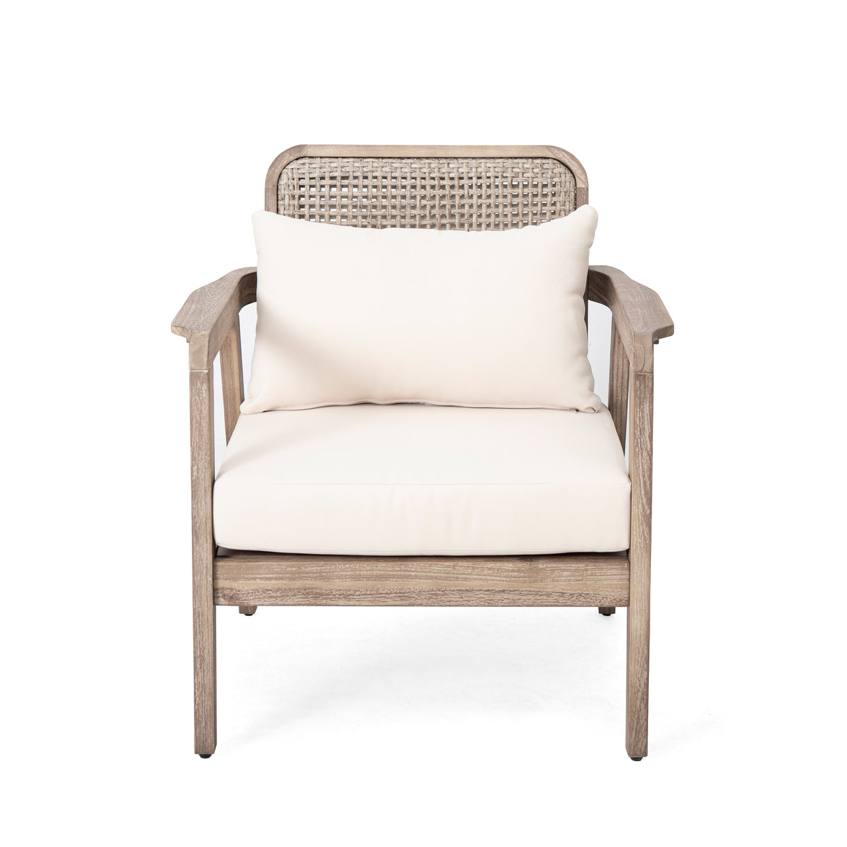 Set of 2 Outdoor Acacia Wood Patio Club Chairs with Waterproof Cushions