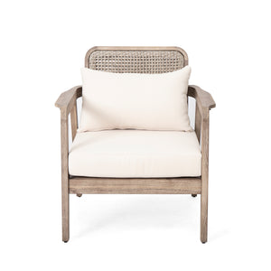Set of 2 Outdoor Acacia Wood Patio Club Chairs with Waterproof Cushions