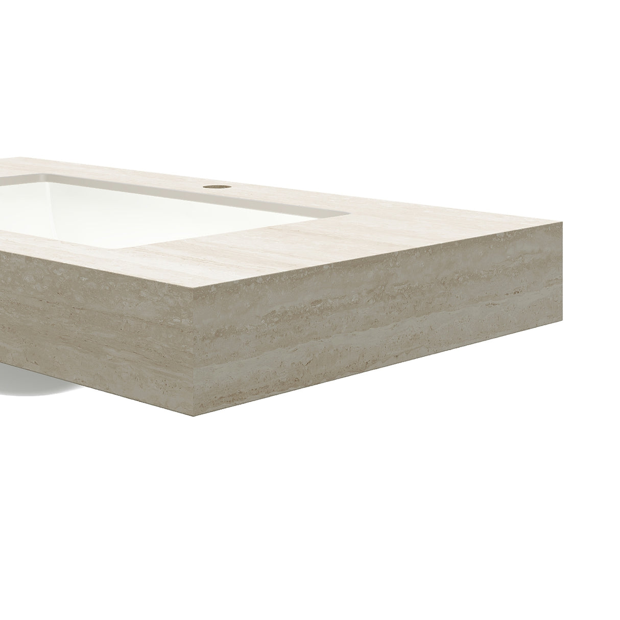 36" Roma Travertine-Pattern Sintered Stone Countertop with Undermount Ceramic Basin