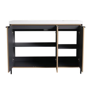 Modern Freestanding Bathroom Vanity With Resin Sink & Soft Close Cabinet Doors