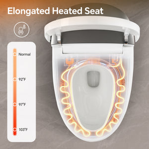 Elongated Smart Toilet with Bidet and Heated Seat