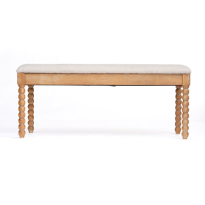 Farmhouse Wooden Storage Bench with Soft Cushion – Turned Spindle Legs