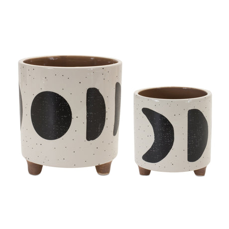 Footed-Moon-Phase-Planter-(Set-of-2)-Pots-&-Planters