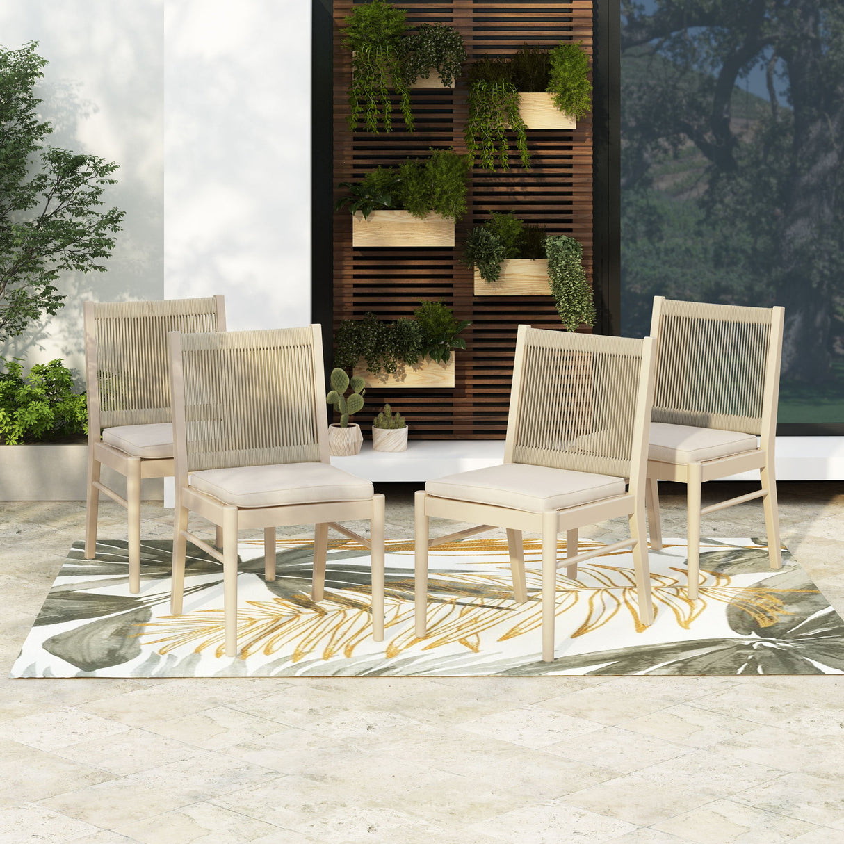 Cordoba - Dining Chair (Set of 2) Comfortable Armless Chairs - Beige