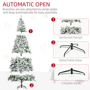 HOMCOM 9' Tall Unlit Snow Flocked Pine Artificial Christmas Tree