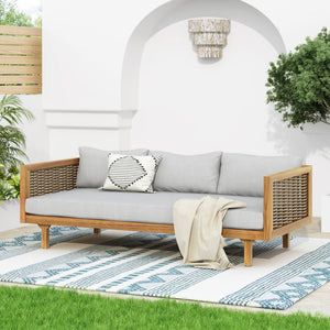 Claremont - 3 Seater Daybed Teak Acacia Wood Water Resistant Cushions - Best Buy Furniture