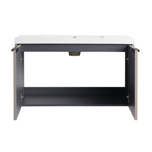 Contemporary Wall Mounted Bathroom Vanity With Resin Double Sink