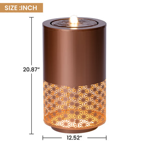 20.87"H Brown Metal Cutout Fountain with LED Lights