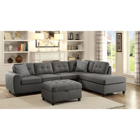 Balta - Button Tufted Sectional With Removable Cushion Upholstered Sofa - Gray