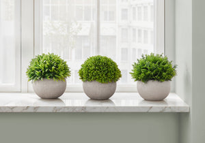 5" Tall, Artificial Plant, Grass, Indoor, Faux, Fake, Table, Greenery, Potted, Decorative (Set of 3) - Green / Gray - Best Buy Furniture