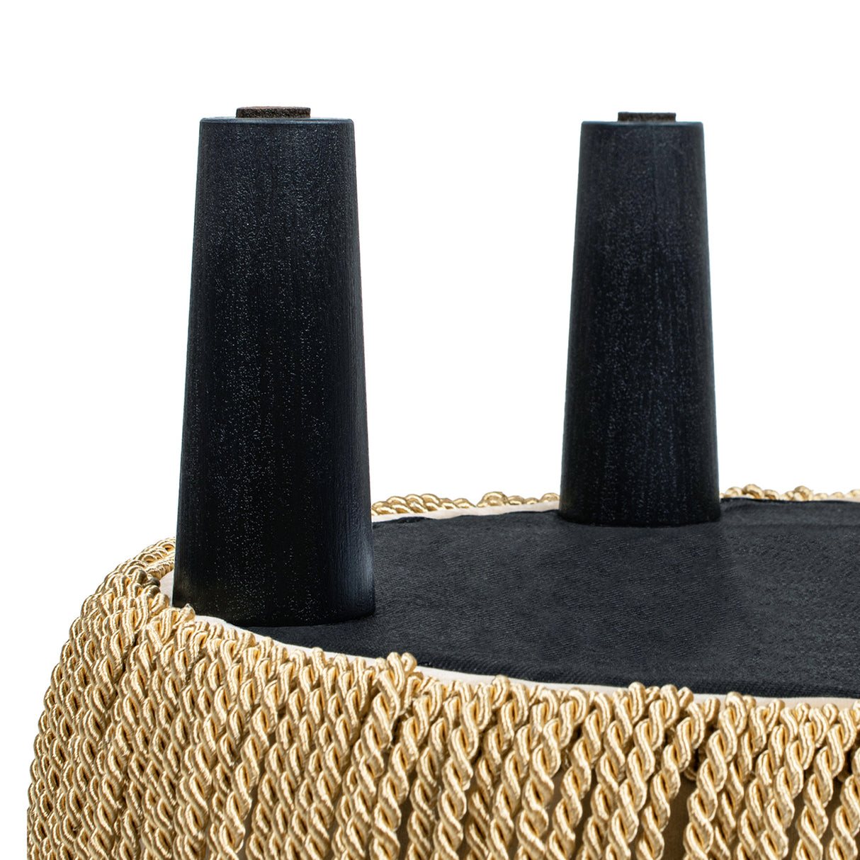 Edward 17.5" Round Upholstered Ottoman with Bullion Fringe