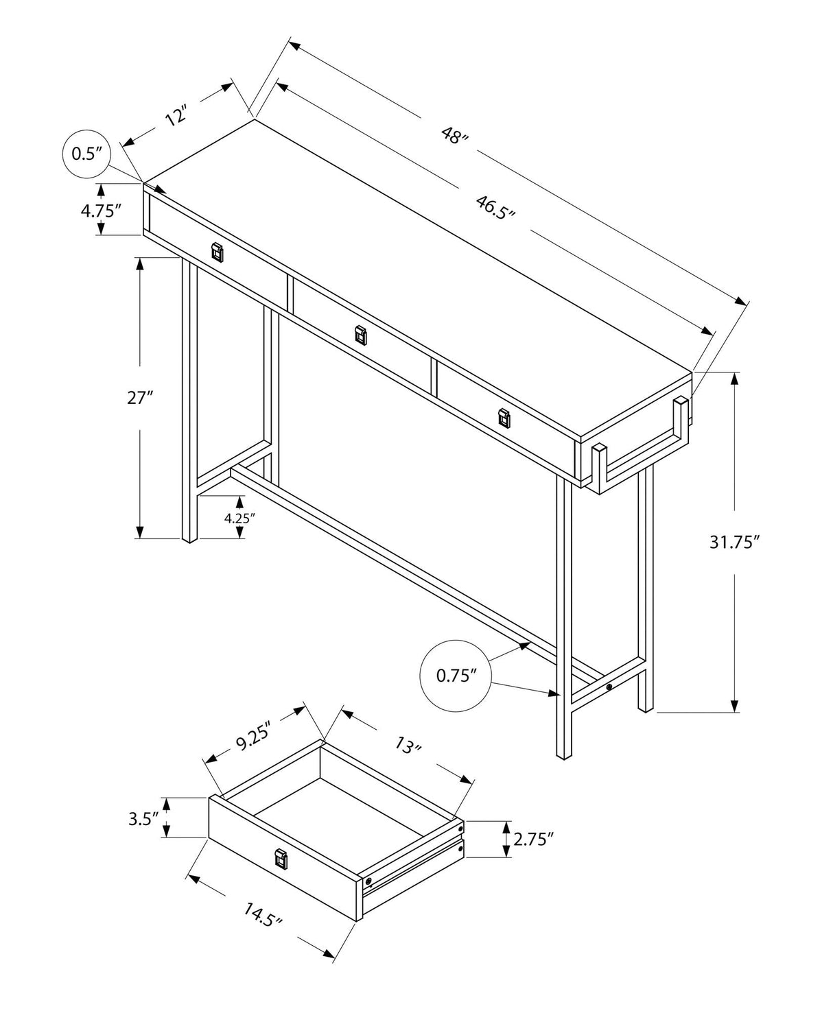 Accent Console Table For Entryway, Storage Drawer, Contemporary & Modern - Best Buy Furniture