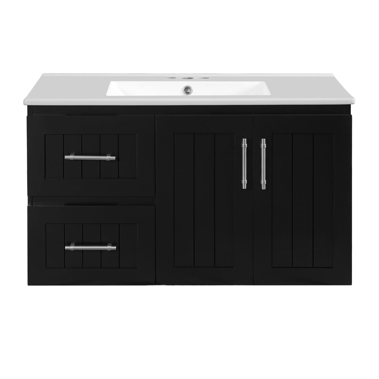 Wall Mounted Bathroom Vanity & Sink, 2 Drawers