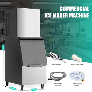 Commercial Ice Maker Machine, 661lbs/24h with Storage Bin