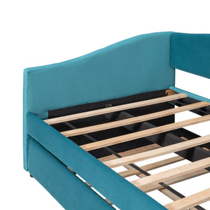 Upholstered Daybed Sofa Bed With Trundle Bed And Wood Slat