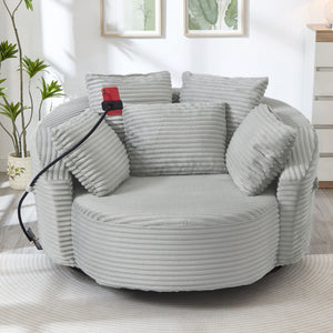 Swivel Accent Barrel Chair With Adjustable Phone Holder
