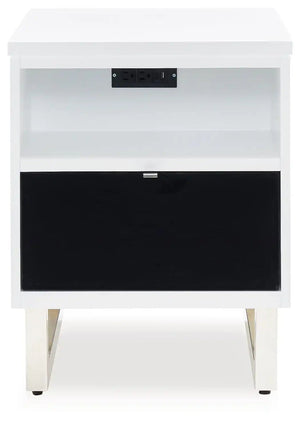 Gardoni - Chair Side End Table - White / Black - Best Buy Furniture