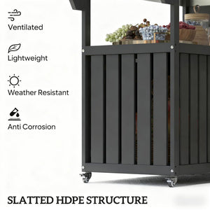 Outdoor Bar Cart with Storage and Stainless Steel Top