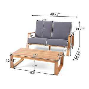 Paloma Contemporary Loveseat and Coffee Table Set with Weather Resistant Cushions