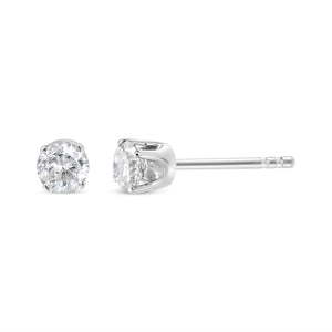 14K White Gold 1.00 Cttw Round Brilliant-Cut Near Colorless Diamond Classic 4-Prong Stud Earrings (H-I Color, I1-I2 Clarity)