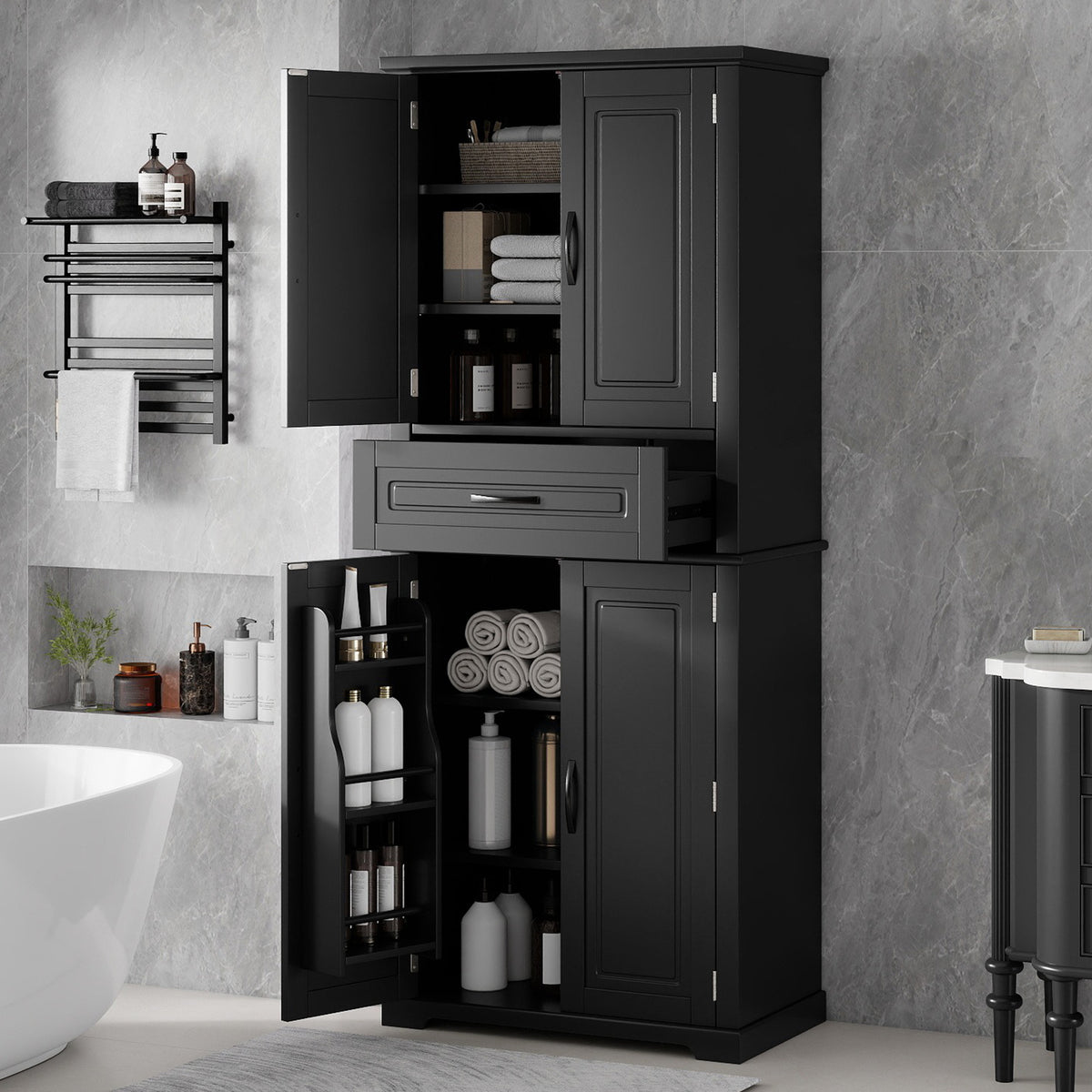 Bathroom Storage Cabinet with Multi-Functional Storage Space
