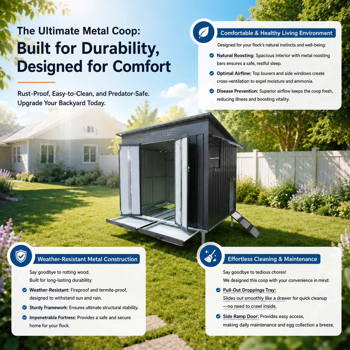 Outdoor Galvanized Metal Chicken Coop