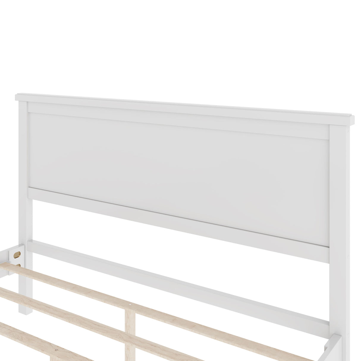 Queen Size Platform Bed With Tapered Pine Legs, No Box Spring Needed - White