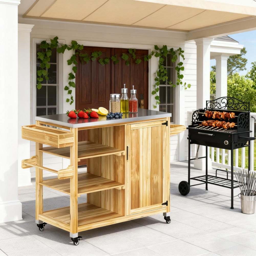 Versatile Storage Cabinets with Stainless Steel Top and Wheels