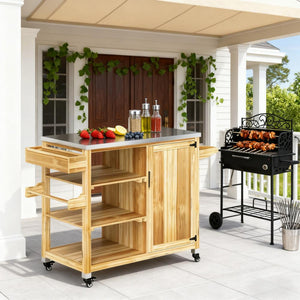 Versatile Storage Cabinets with Stainless Steel Top and Wheels