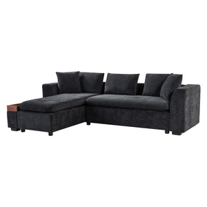 Modern L Shaped Sectional Sofa With Upholstery And Wooden Storage