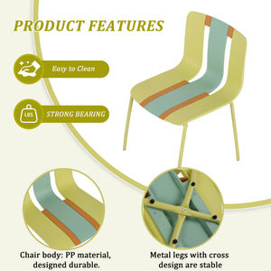 Modern Striped Blocking Single Chairs, Waterproof And Fade Resistant (Set of 4)