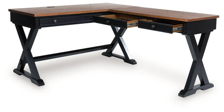 Wildenauer - Home Office Desk And Return - Brown / Black - Best Buy Furniture