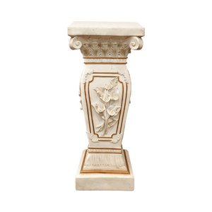22.05" H x 9.06" W European Style Floral Carved Roman Column Pedestal
