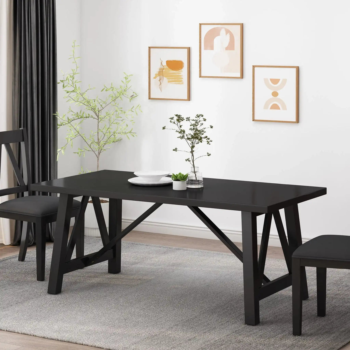 Farmhouse Style Dining Table With Wood Like Top - Best Buy Furniture