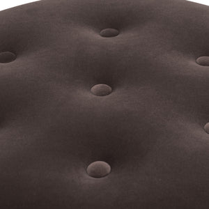 Yolanda 24-Inch Round Upholstered Accent Ottoman, Deep Brown