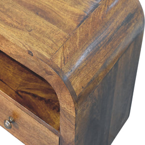 Solid Wood Darcy Nightstand, 1 Drawer and Open Shelf, Chestnut