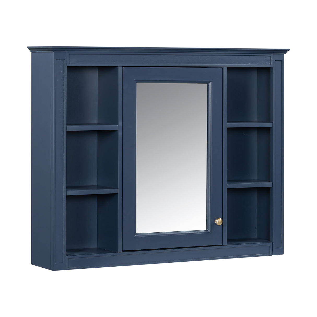 Bathroom Vanity With Mirror Cabinet, Single Sink With 2 Soft Closing Doors And 4 Drawers