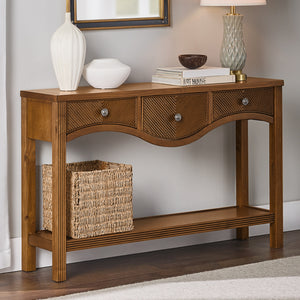 52'' Fluted Wood Console Table with 3 Drawers