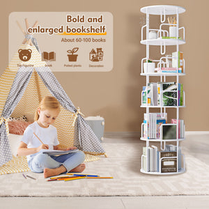 Rotating Bookshelf Tower 5 Tier Spinning 360 Degree Revolving Storage Shelf