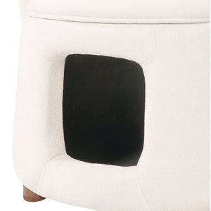Beige Pet Friendly Chair with Hidden Pet Nook, Convertible Stool, Storage Seat