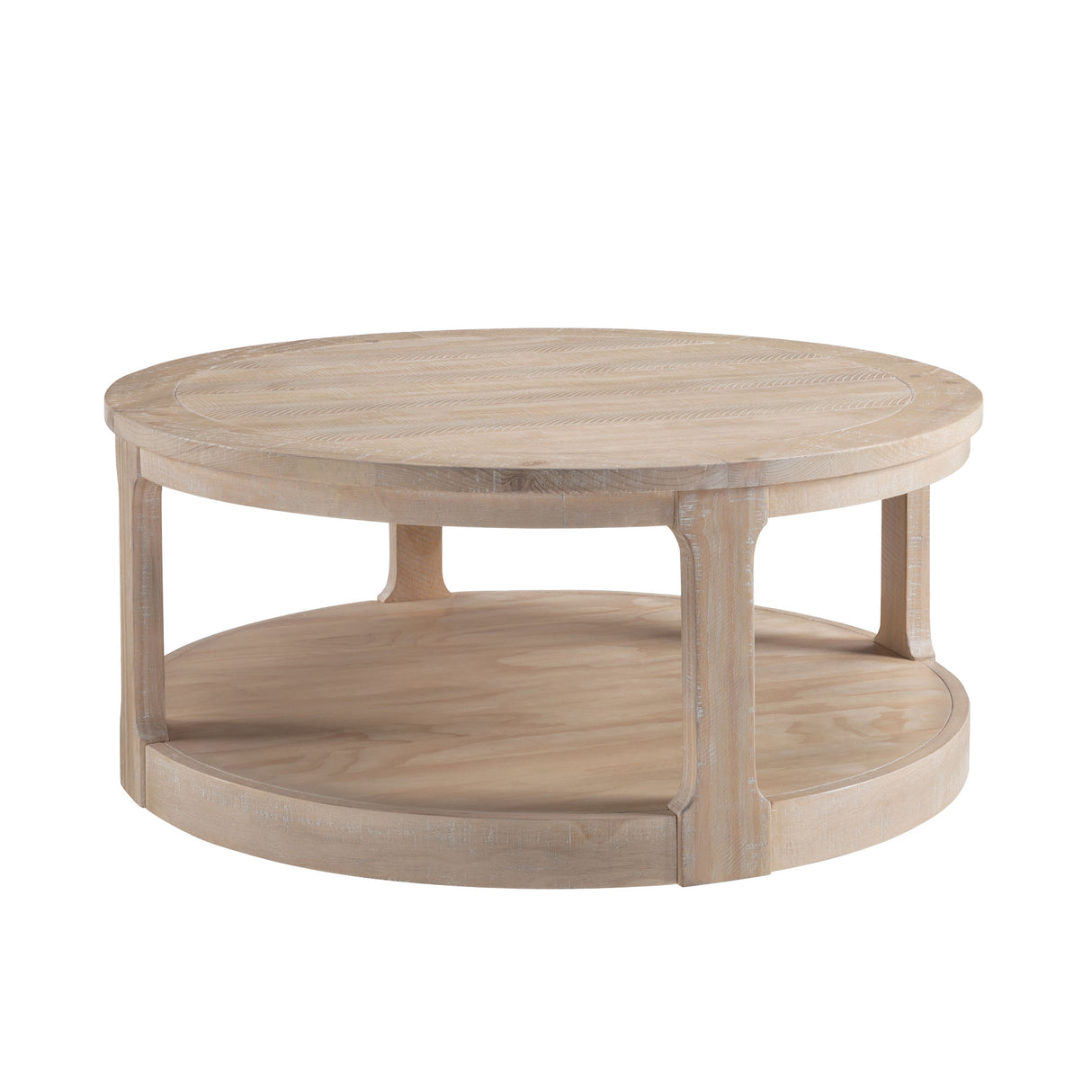 40inch Large Curved 2 Tier Traditional Round Circle Wooden Center Coffee Table