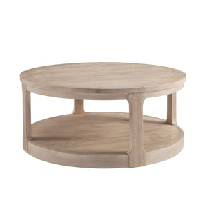 40inch Large Curved 2 Tier Traditional Round Circle Wooden Center Coffee Table