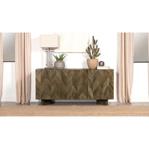 Roman - 3 Door Server With Chevron Design - Brown