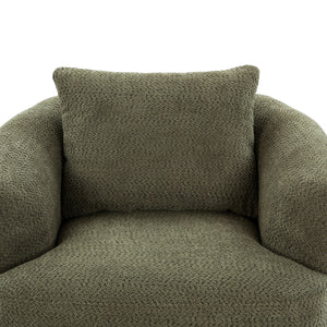 360° Swivel Barrel Sofa Chair With Throw Pillow, Upholstered Accent Chair