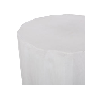 Outdoor Lightweight Concrete Side Table, Antique White