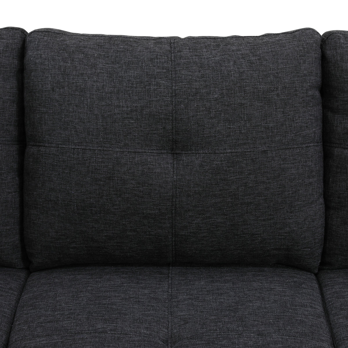Reversible L-Shaped Sectional Couch with Storage Ottoman, Tufted