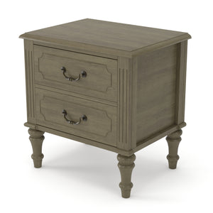 Fluted Nightstand, 21-Inch Wide, 2-Drawer Side Table, Antique Bronze