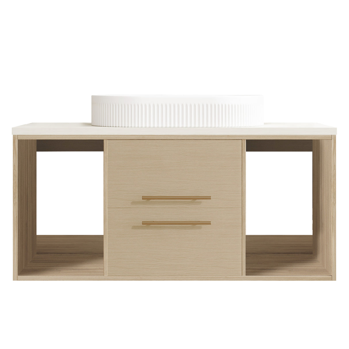 Modern 39.3 Wall-Mounted Bathroom Vanity with Ceramic Sink