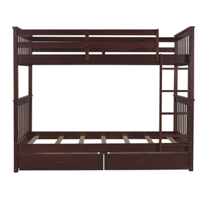 Bunk Bed With Ladders And 2 Storage Drawers